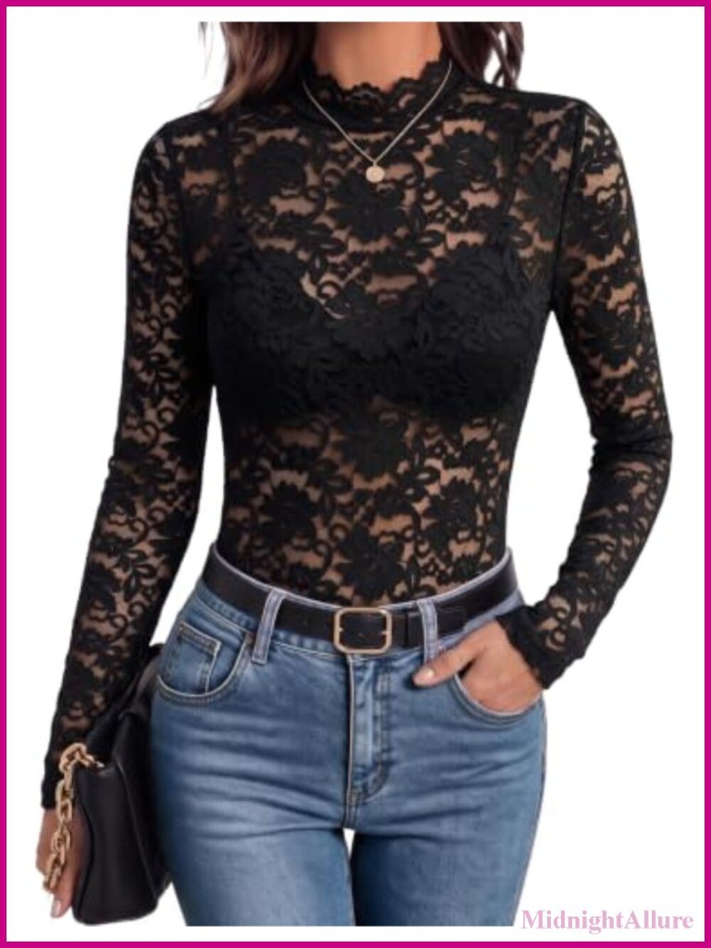 Sheer Lace Long Sleeve Mesh Top Women Going Out Blouse